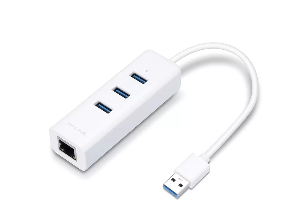 Gigabit Ethernet Network Adapter with 3 Port USB 3 0 Hub