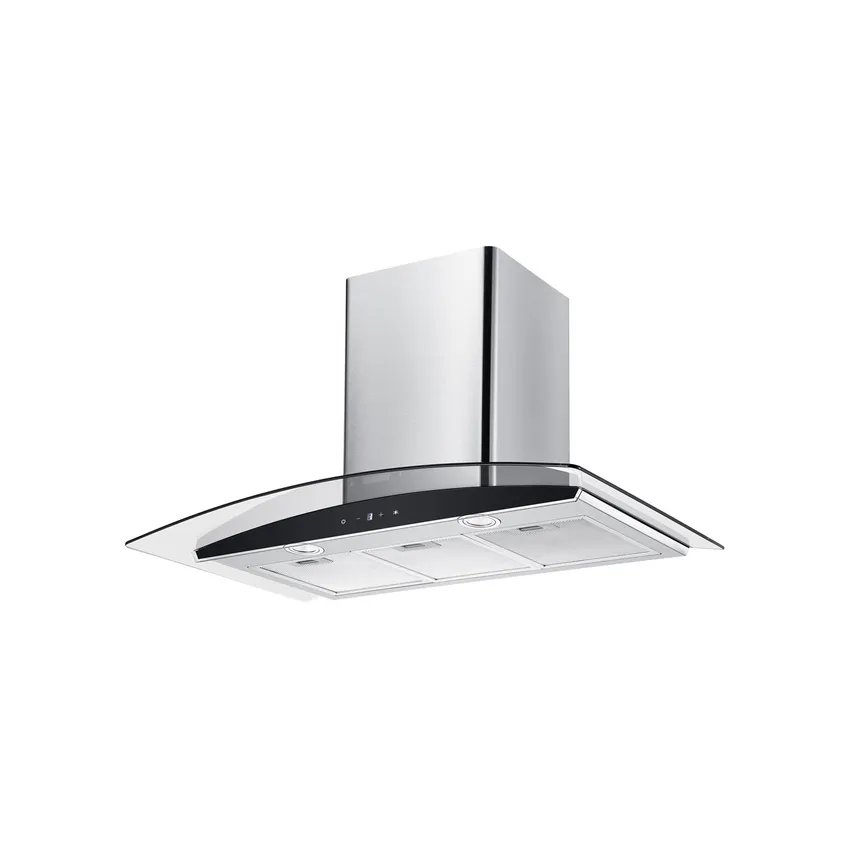 FALCO 90CM CURVED GLASS CHIMNEY EXTRACTOR - STAINLESS STEEL