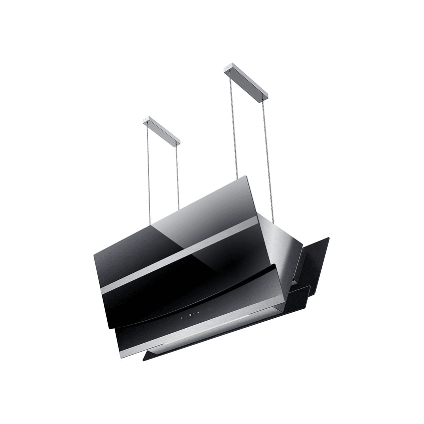 FALCO 90CM ISLAND V-SHAPE BLACK GLASS EXTRACTOR FAN