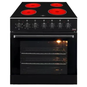 Univa 600mm Static Black Ceran Under-Counter Oven + Hob Set