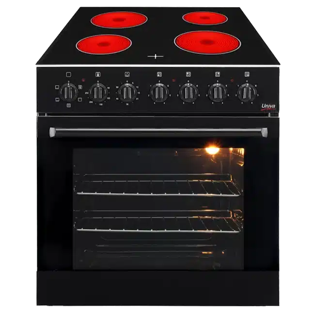 Univa 600mm Static Black Ceran Under-Counter Oven + Hob Set