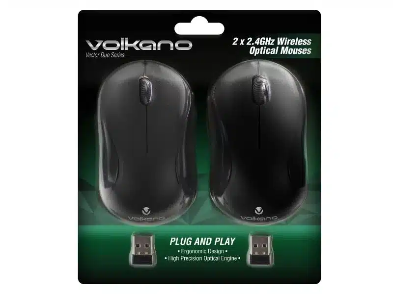 Volkano Vector Duo Pack of 2 Vector Wireless Mouse - black