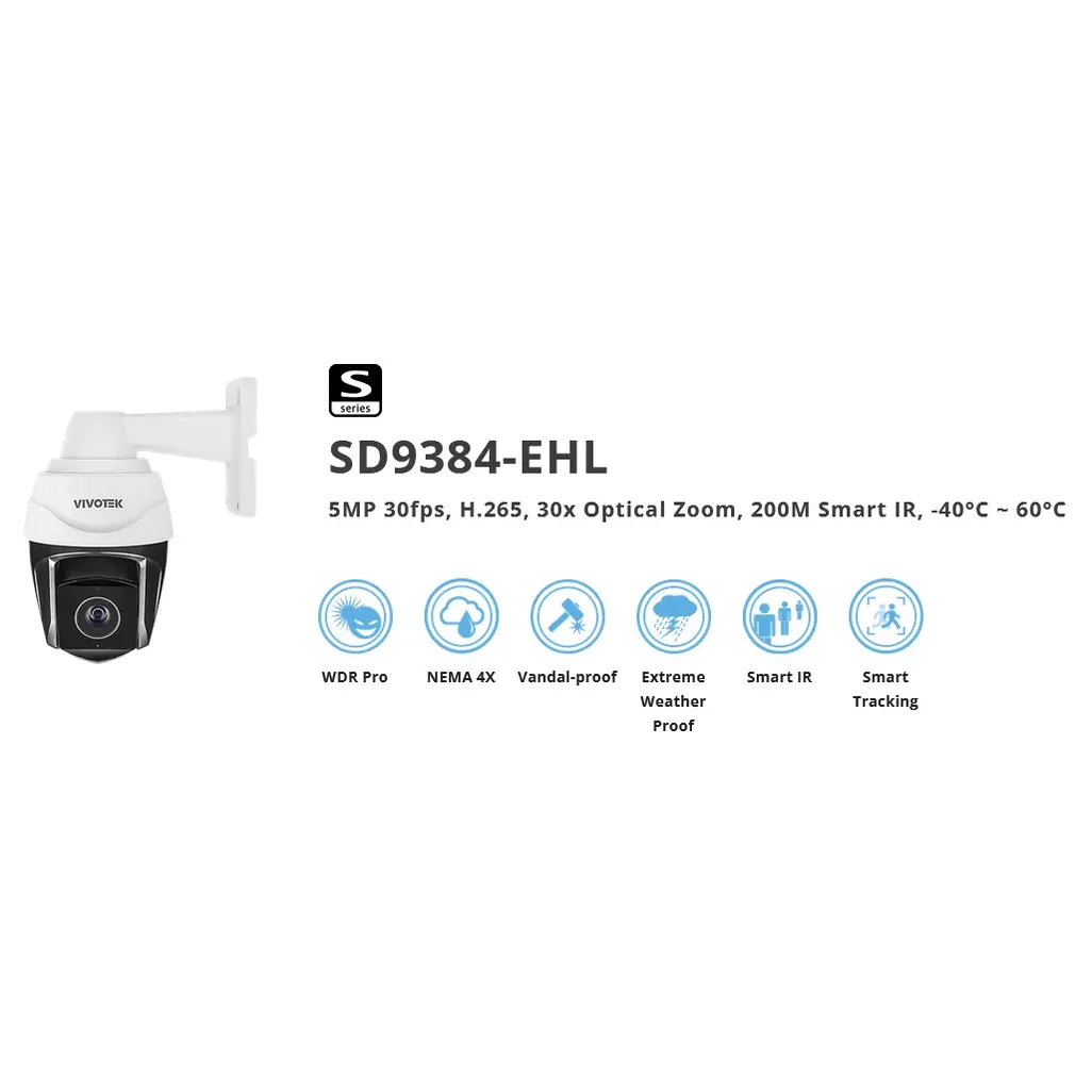 Vivotek 5MP Outdoor Network PTZ Dome Camera with Night Vision VIVOTEK SD9384-EHL - Image 2