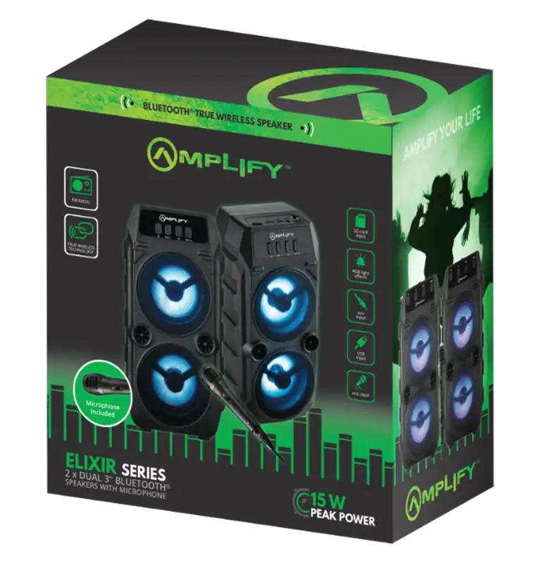 Amplify Dual 3" Wireless Bluetooth ELIXIR Series - Black - Image 2