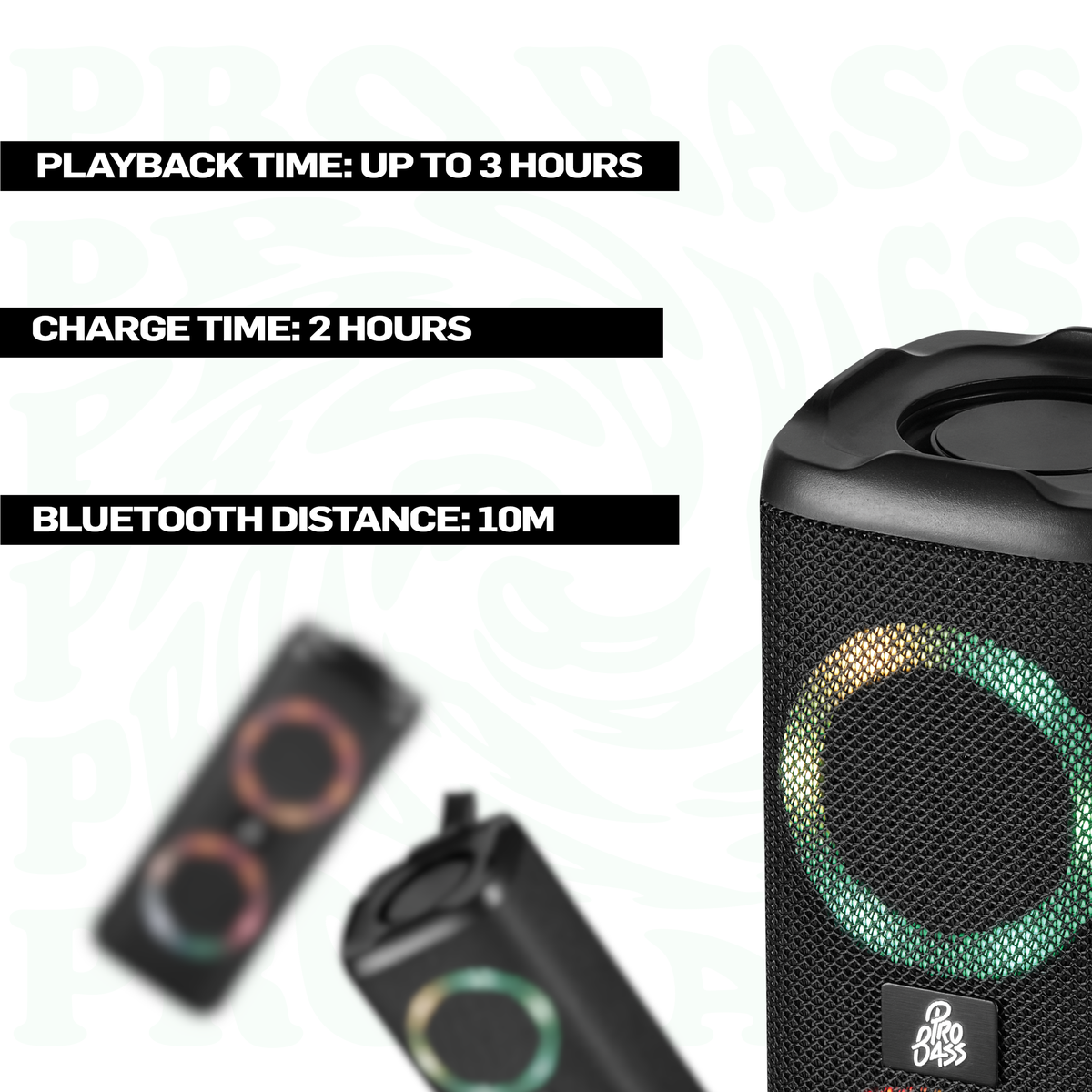 Pro Bass Pulse Box Portable Bluetooth Speaker - Black - Image 2