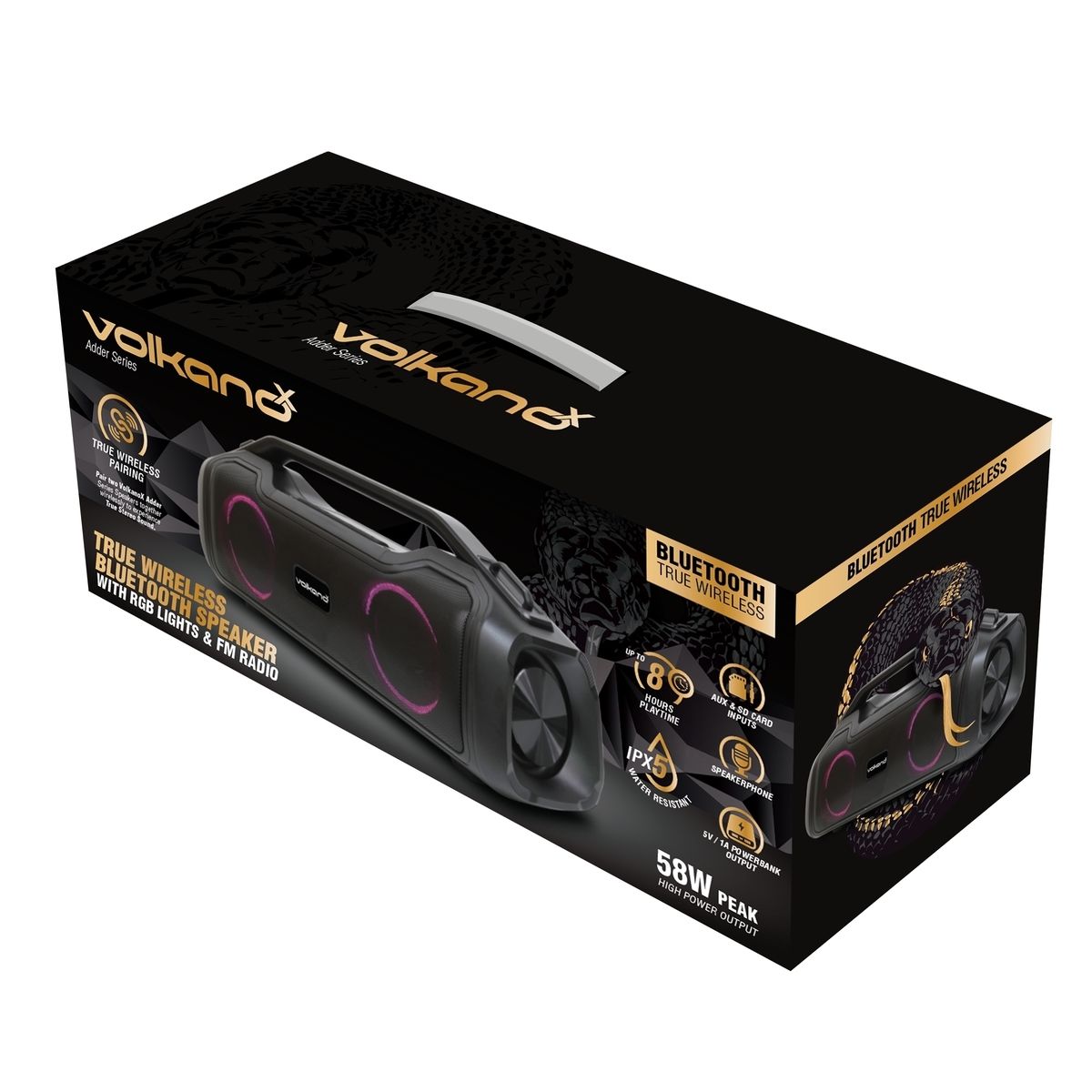 VolkanoX Adder Series Bluetooth Speaker - Black - Image 2